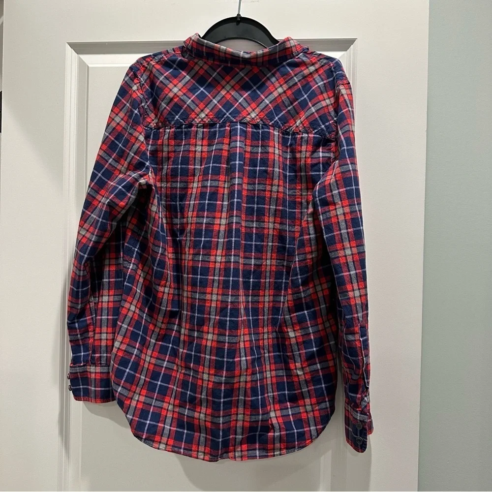 J. Crew Red and Blue Boy Fit Plaid Shirt